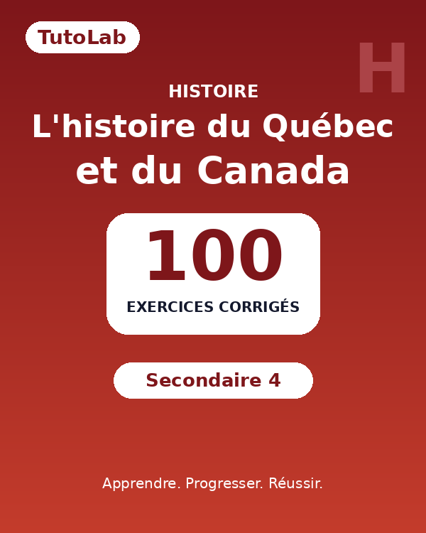 Couverture du cahier L'histoire du Québec et du Canada — Secondaire 4