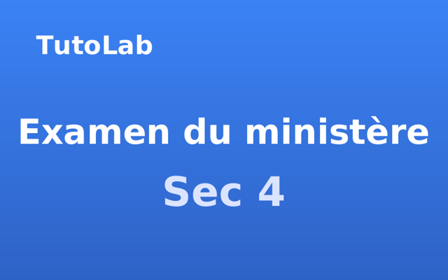 Couverture du cahier Examen du ministère — Math 4e secondaire